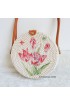 circle rattan sling bags white decoration flower 